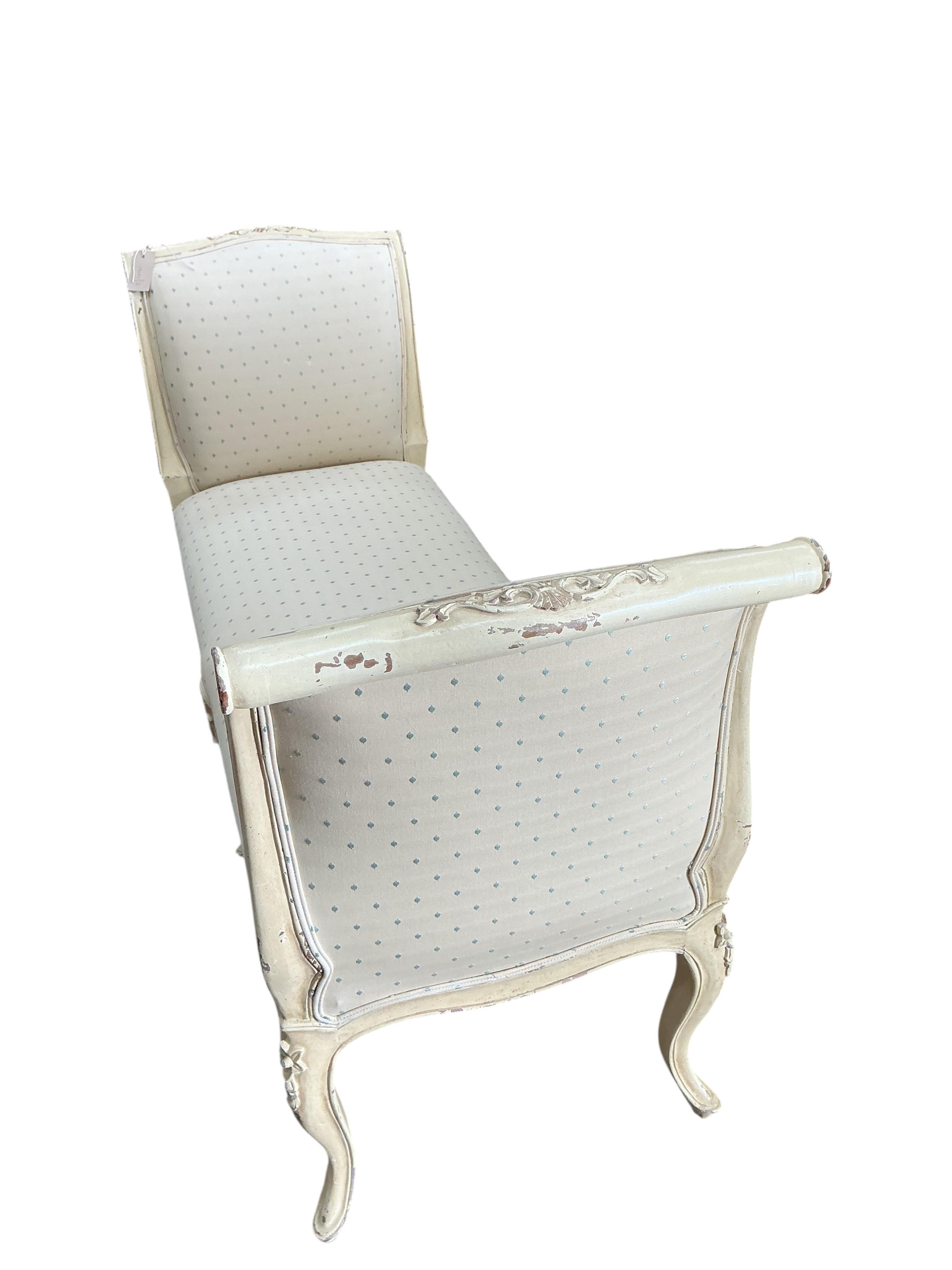 A Victorian style painted upholstered window seat, width 130cm, depth 47cm, height 78cm